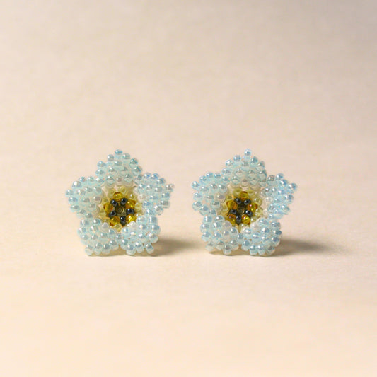 Floral Studs - Baby Blue