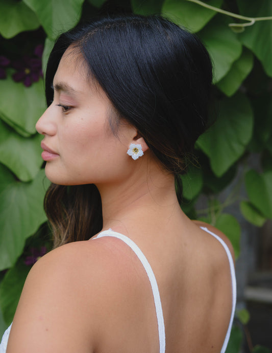 Floral Studs - Baby Blue